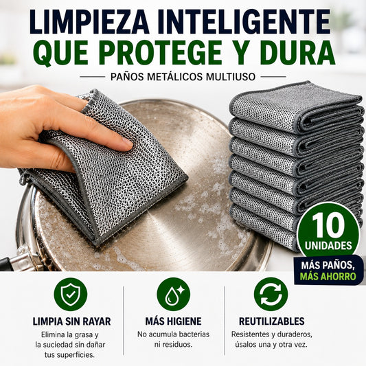 Pack 5 Paños Metálicos Multiuso de Limpieza