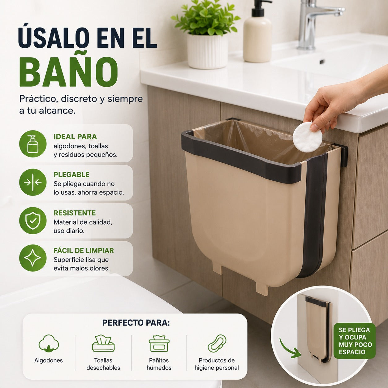 Basurero Plegable De Cocina Papelero