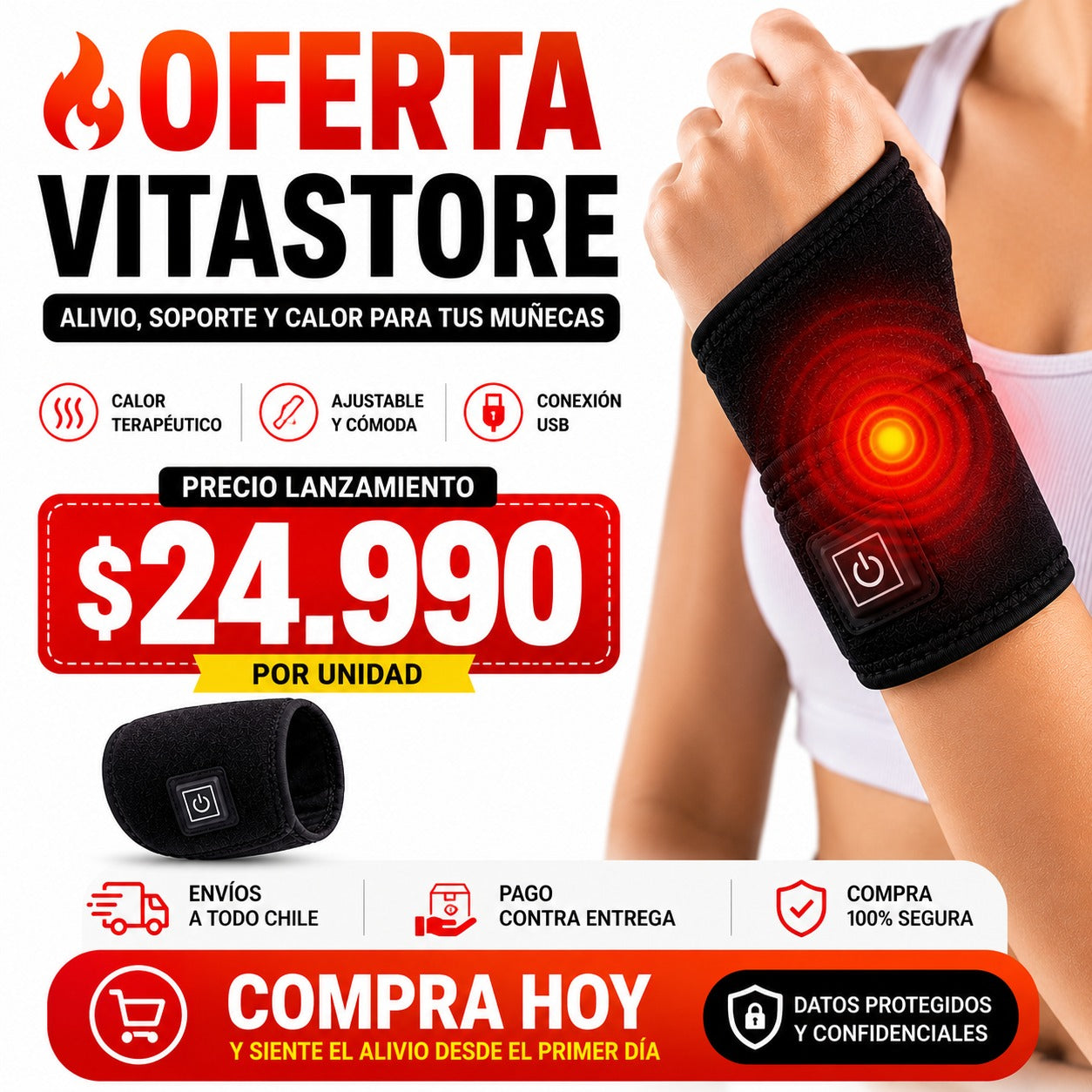 Muñequera Térmica Inteligente Recargable