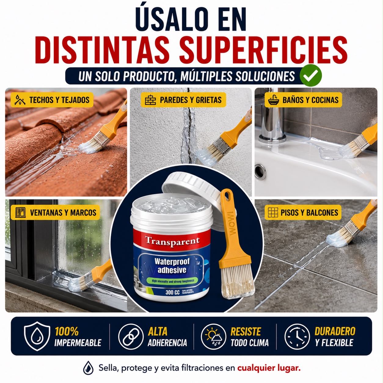 Pack 2X Gel Sellador Impermeable 300gr