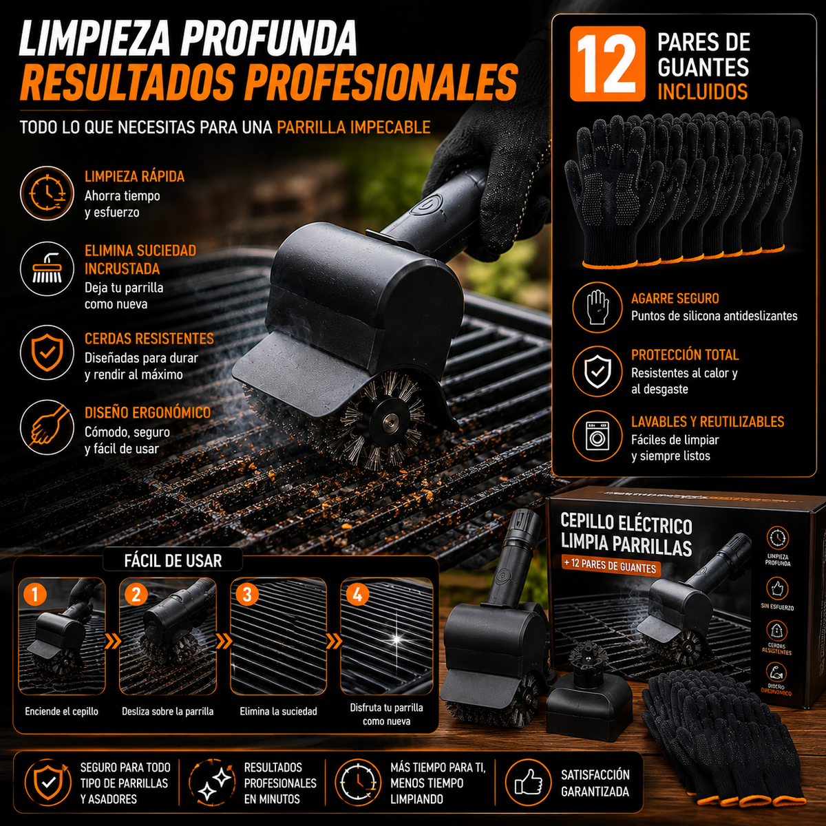 Cepillo Eléctrico Limpiador de Parrillas