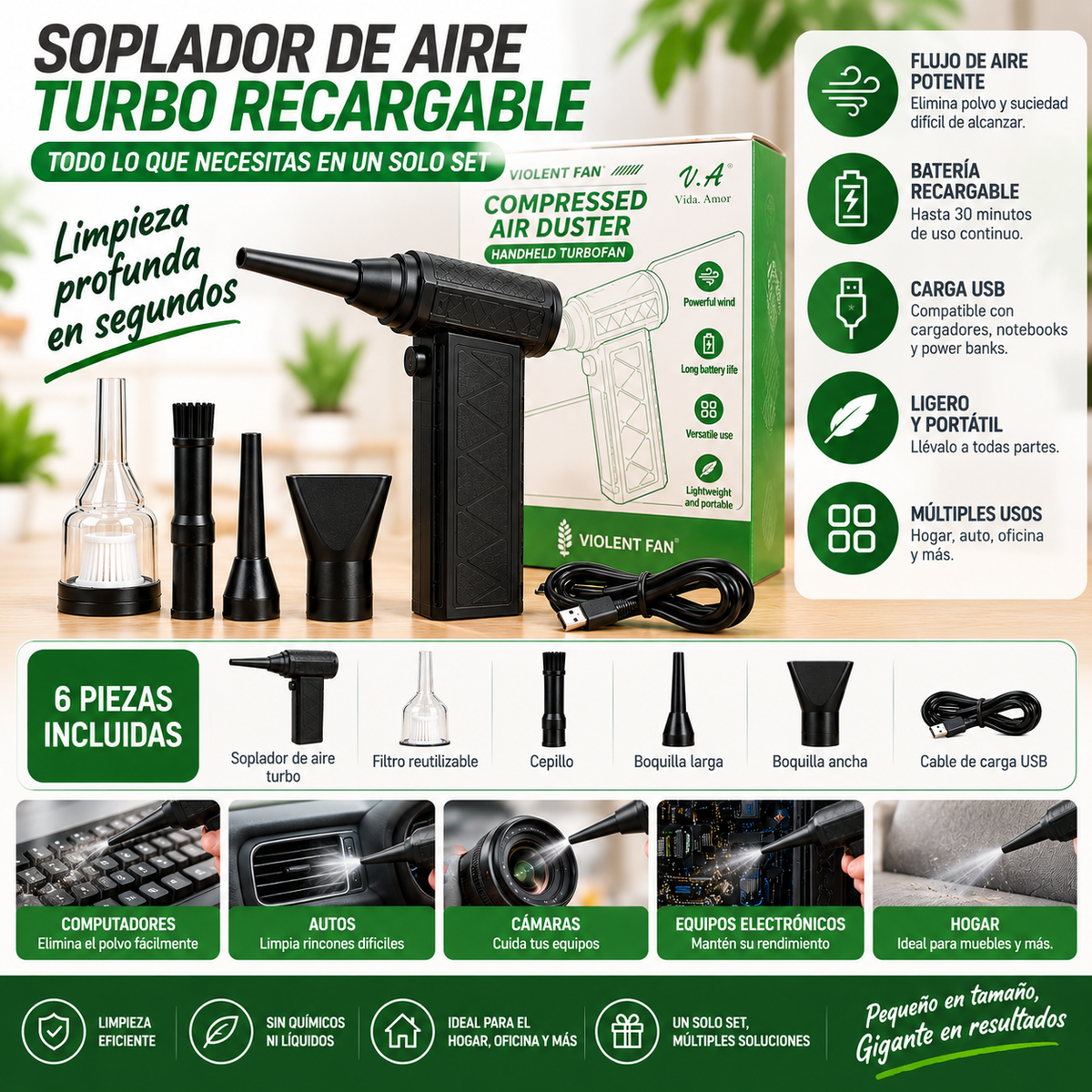 TurboAir™ – Soplador de Aire Turbo Recargable