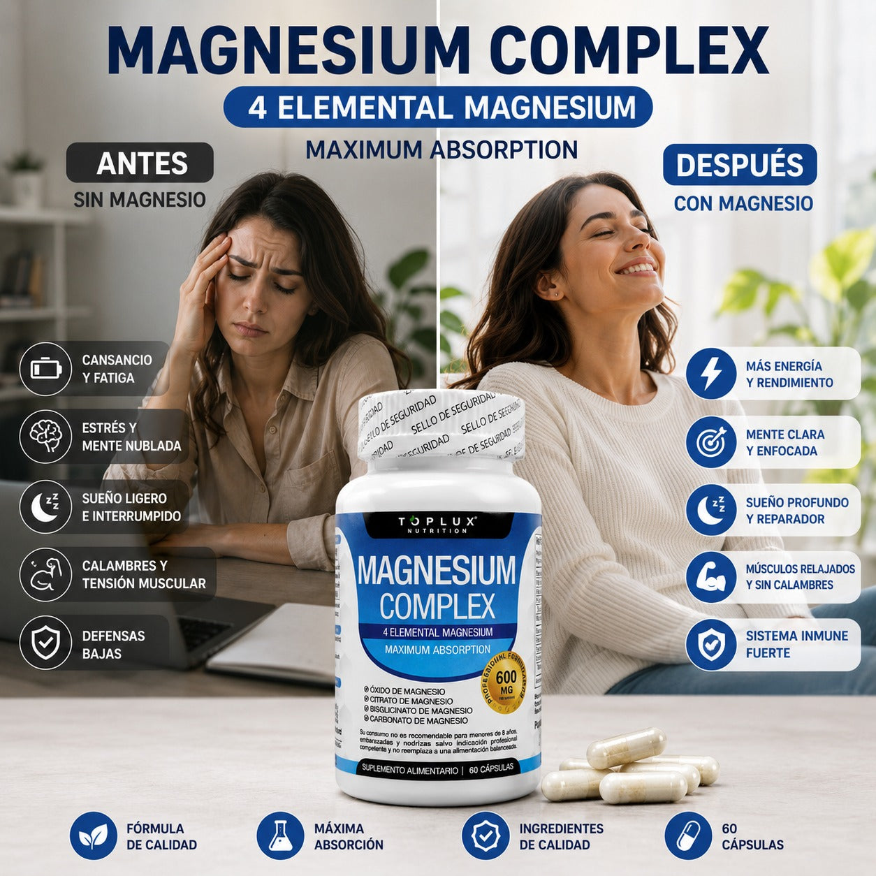 Suplemento de Magnesio 600mg