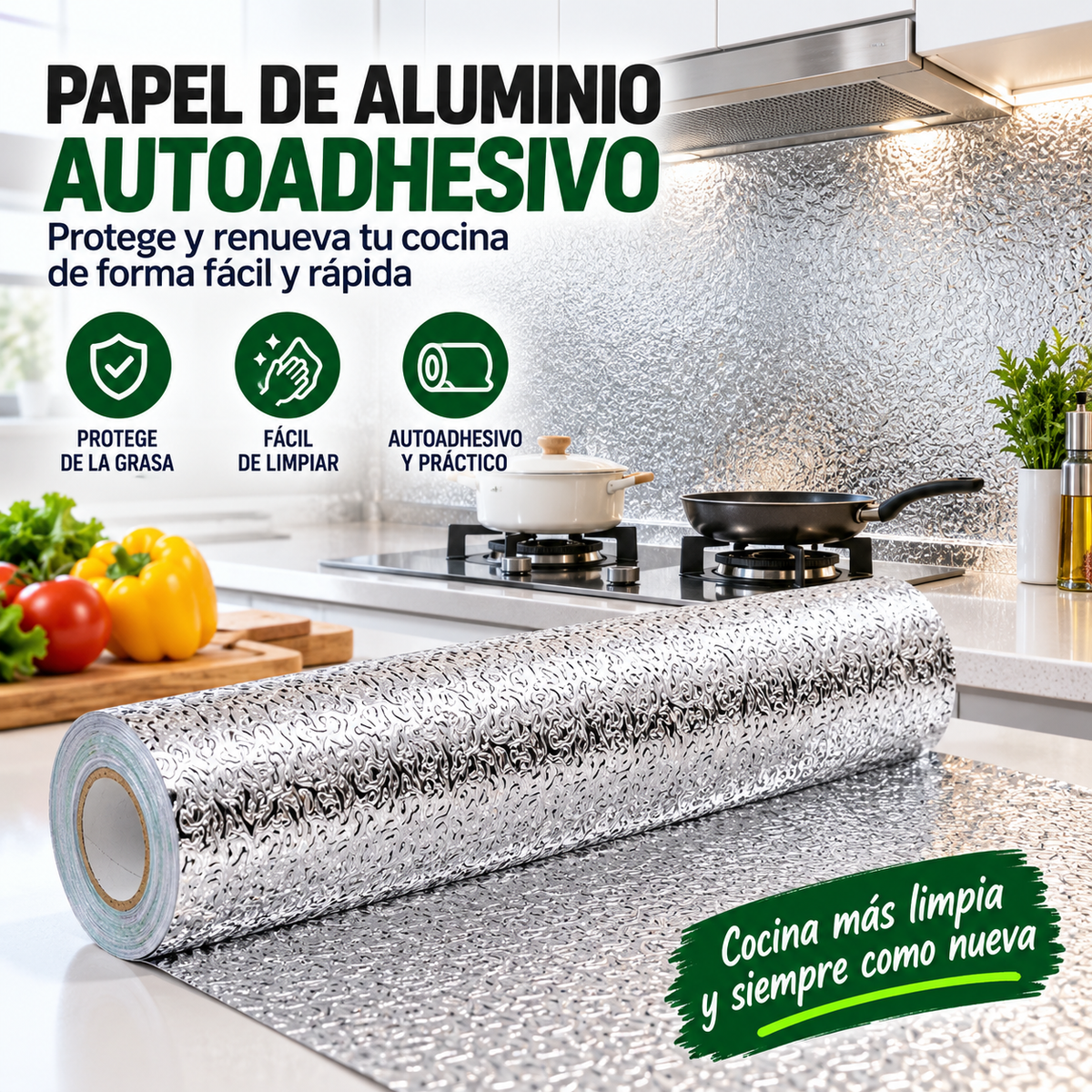CleanFoil™ – Lámina Protectora Autoadhesiva para Cocina