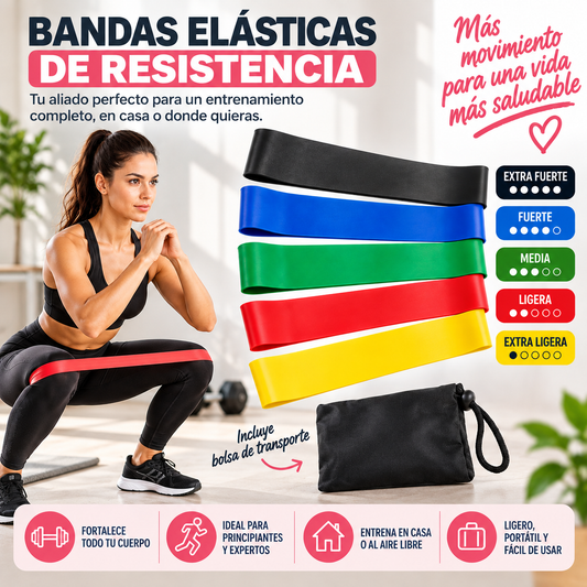 FitBands™ – Set de 5 Bandas Elásticas de Resistencia