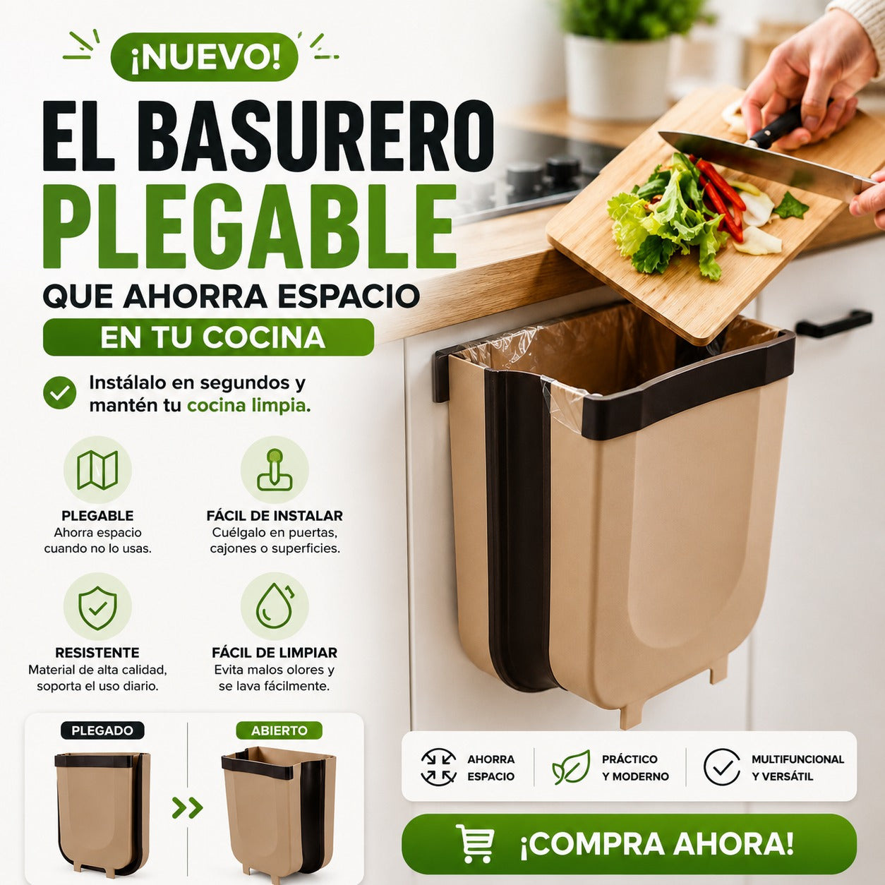 Basurero Plegable De Cocina Papelero