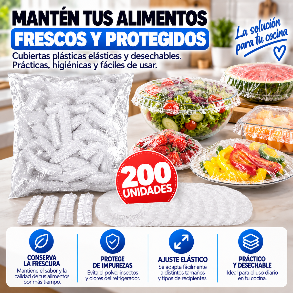 FreshCover™ – Cubiertas Elásticas para Alimentos