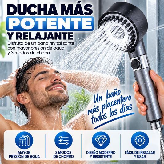 AquaPower™ – Cabezal de Ducha Ajustable 3 en 1