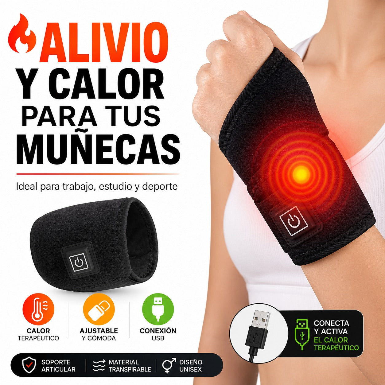 Muñequera Térmica Inteligente Recargable
