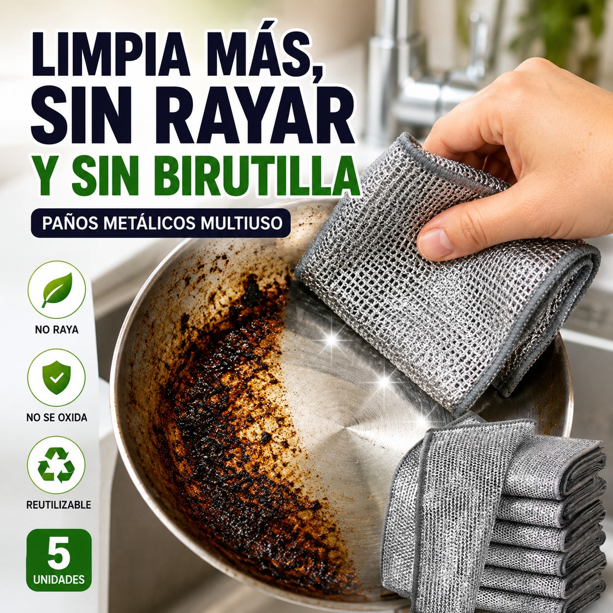 Paños Metálicos Multiuso de Limpieza