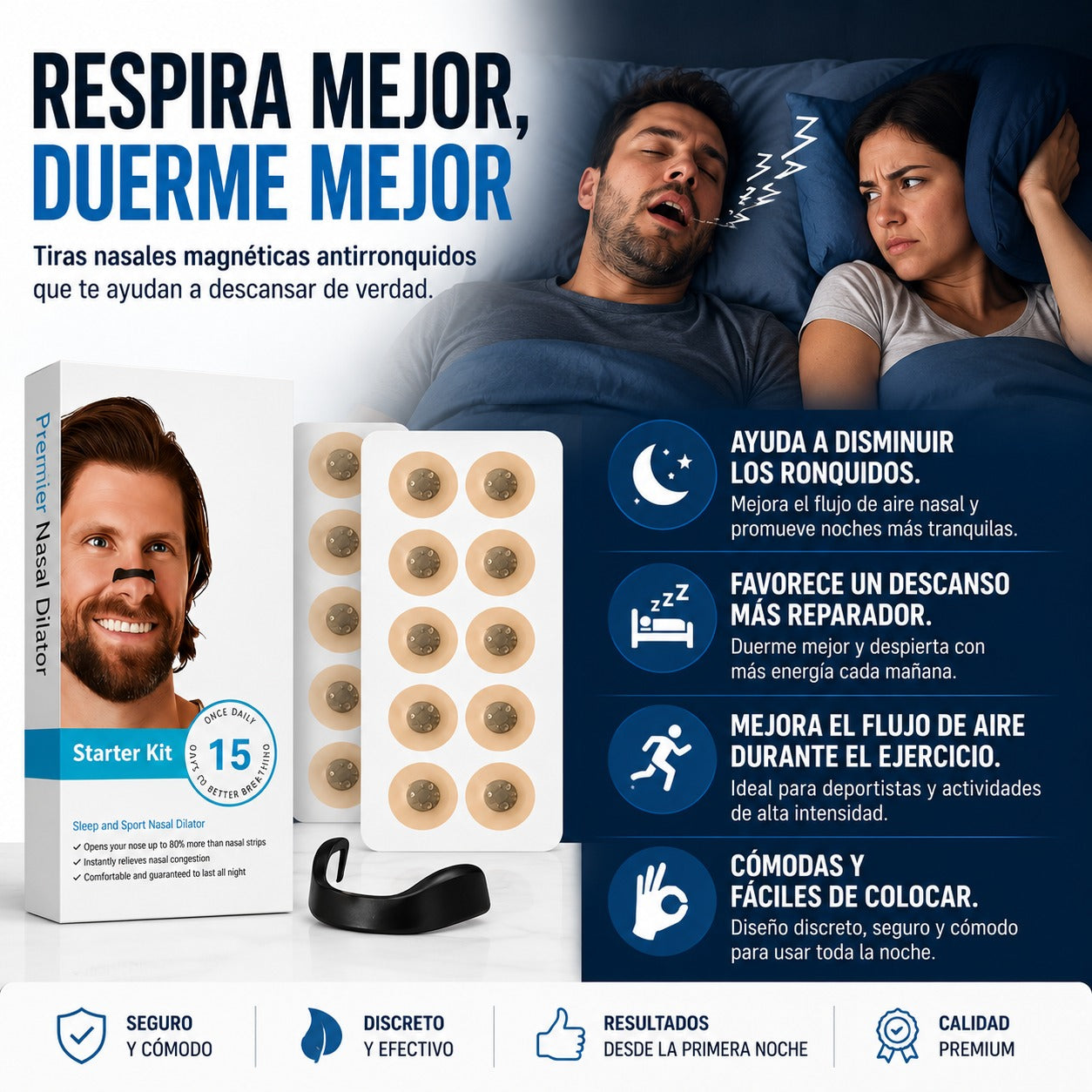 👃 Tiras Nasales Magnéticas Premium (15 Pares)
