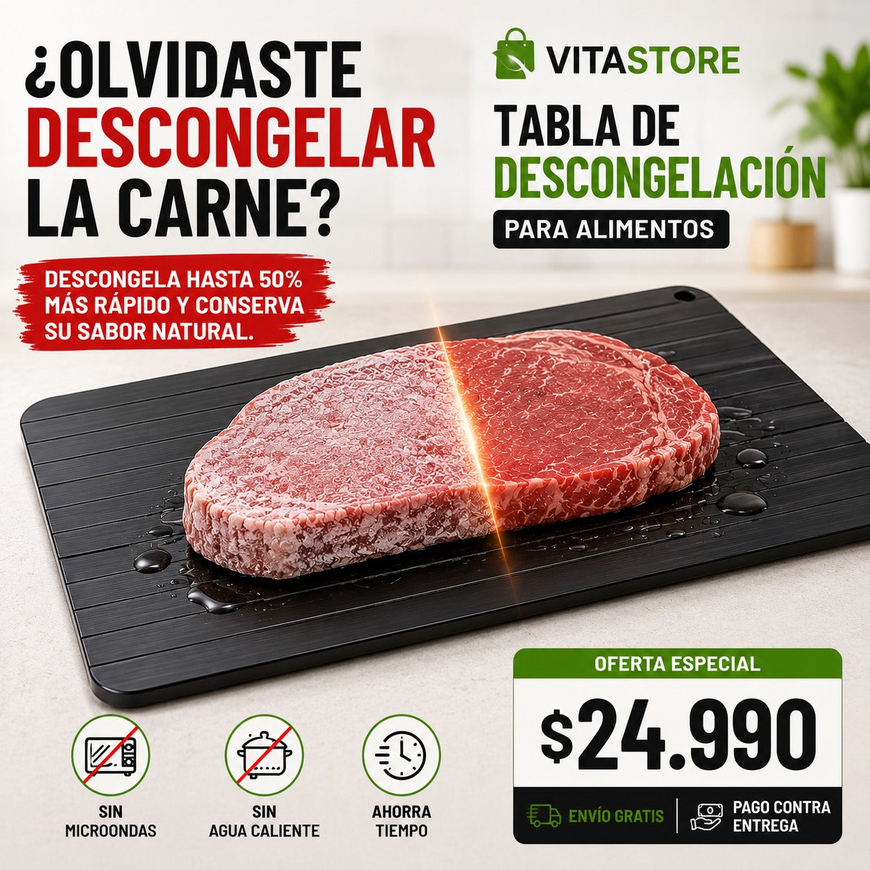 ❄️ DefrostPro™ Tabla de Descongelación Rápida
