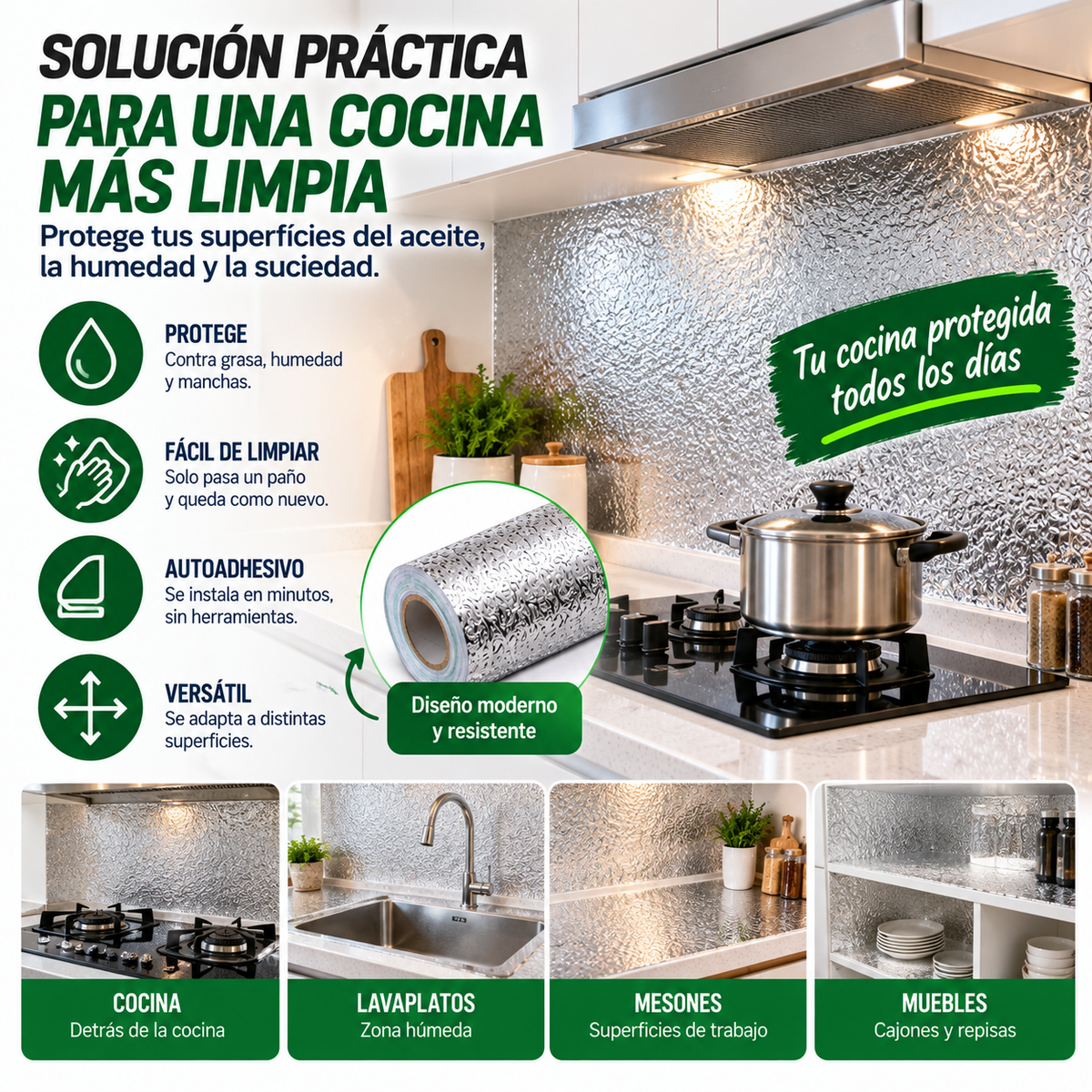 CleanFoil™ – Lámina Protectora Autoadhesiva para Cocina