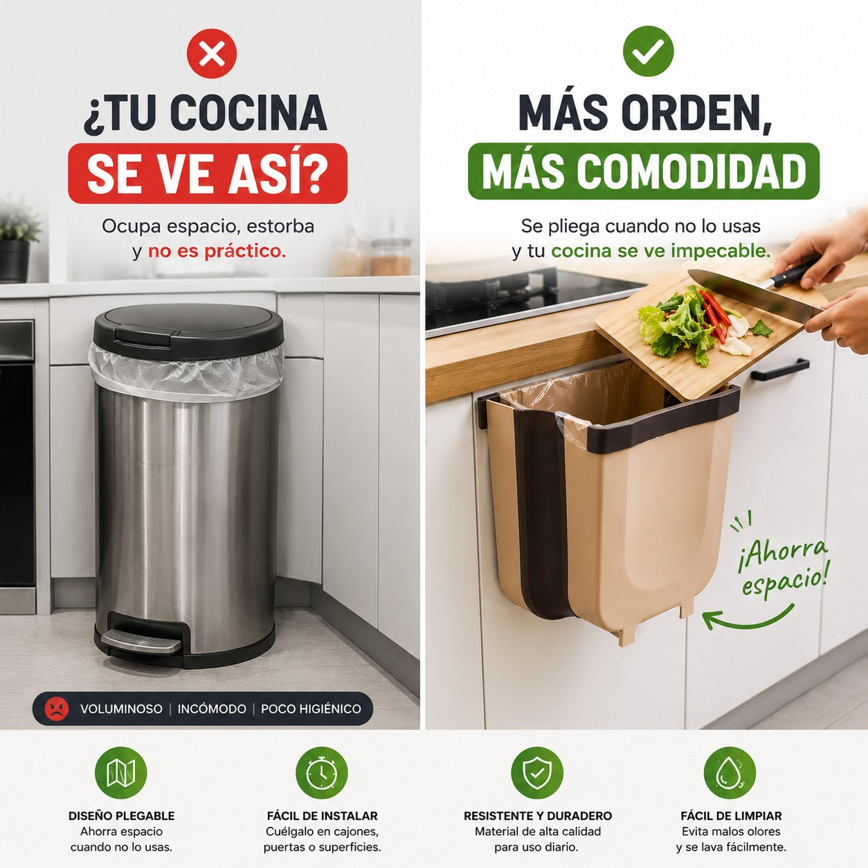 Basurero Plegable De Cocina Papelero
