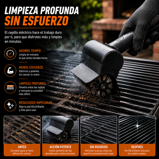 Cepillo Eléctrico Limpiador de Parrillas