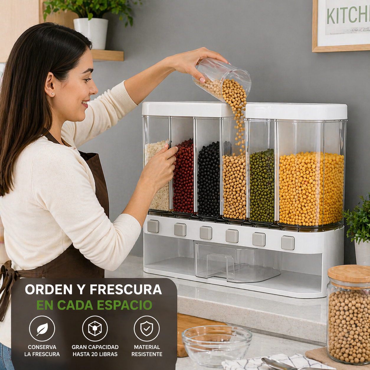 Dispensador Organizador de Granos 6 en 1