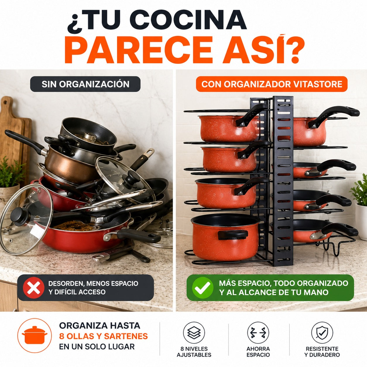 Rack Organizador Premium para Ollas y Sartenes