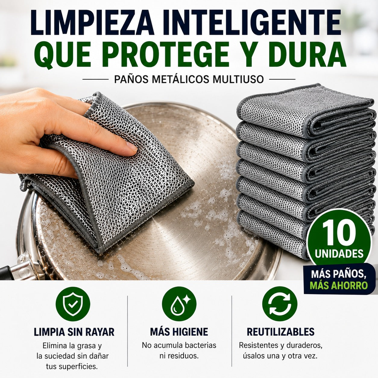 Paños Metálicos Multiuso de Limpieza