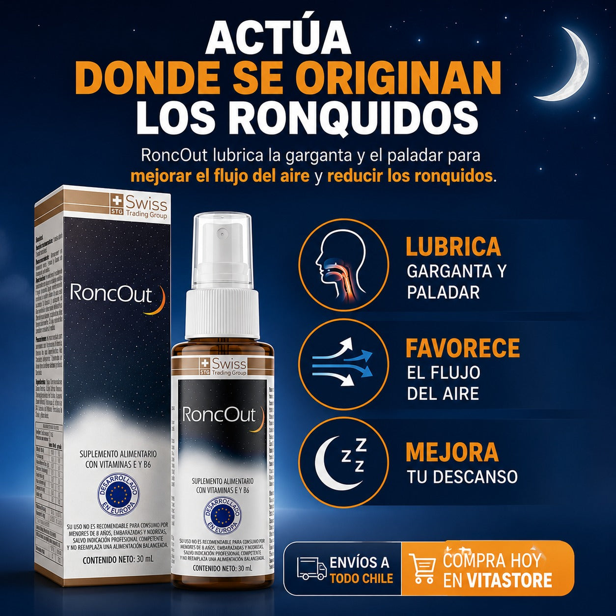🌙 RoncOut™ Spray para Noches Más Tranquilas