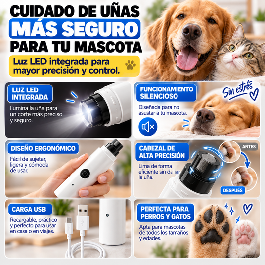 PetNail Pro™ – Lima Eléctrica con Luz para Mascotas