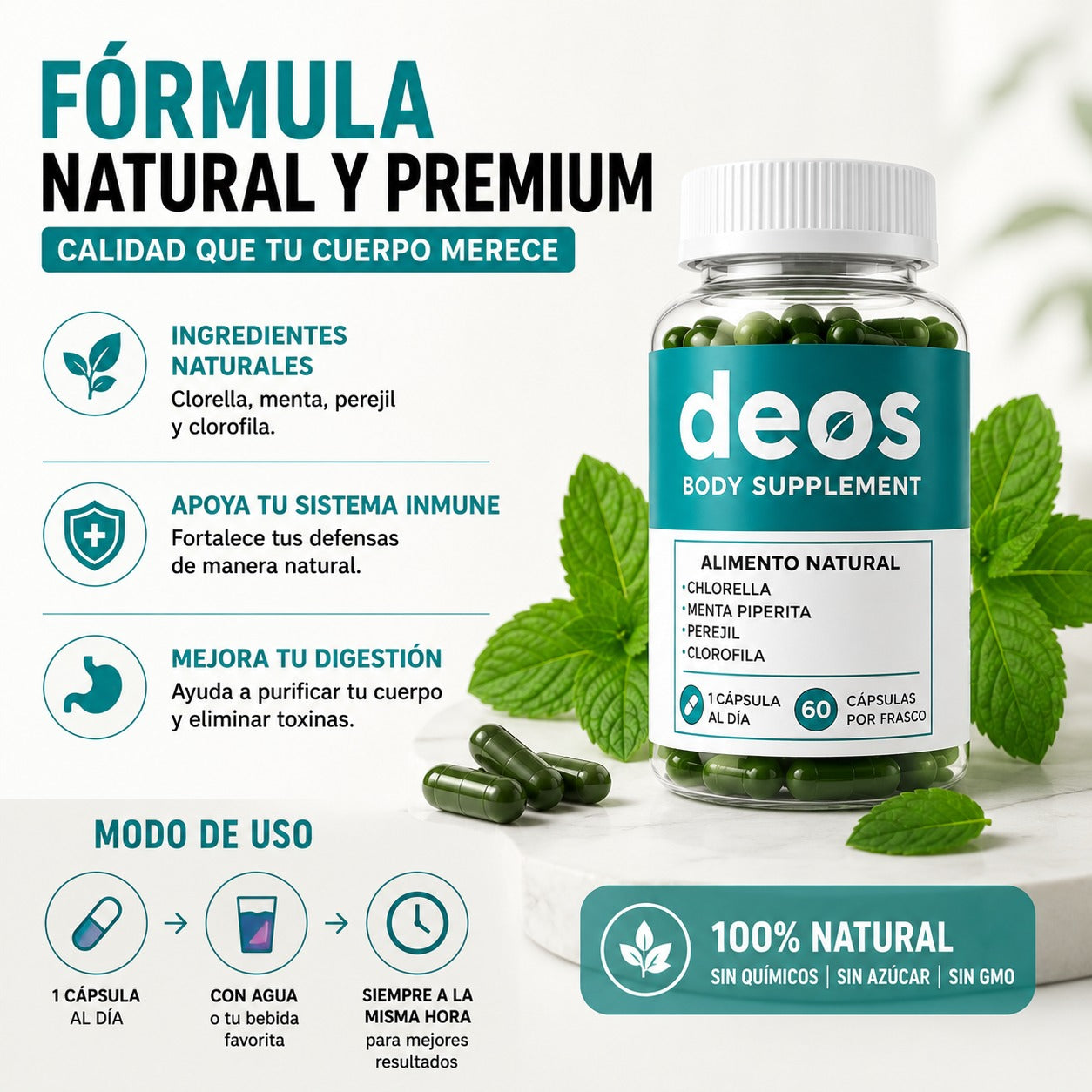 DEOS® Desodorante Interno Natural  60 cap