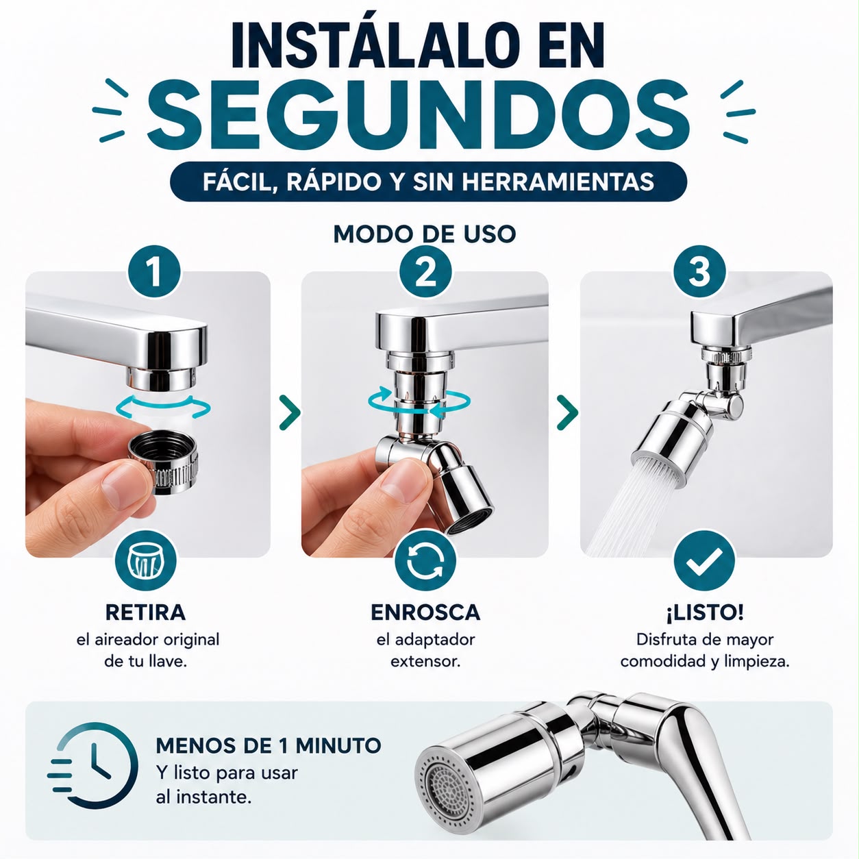 Adaptador Extensor de Grifo 360° AquaFlex™