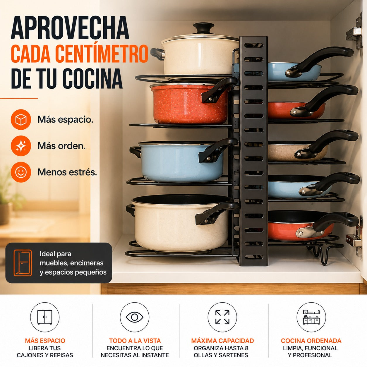 Rack Organizador Premium para Ollas y Sartenes