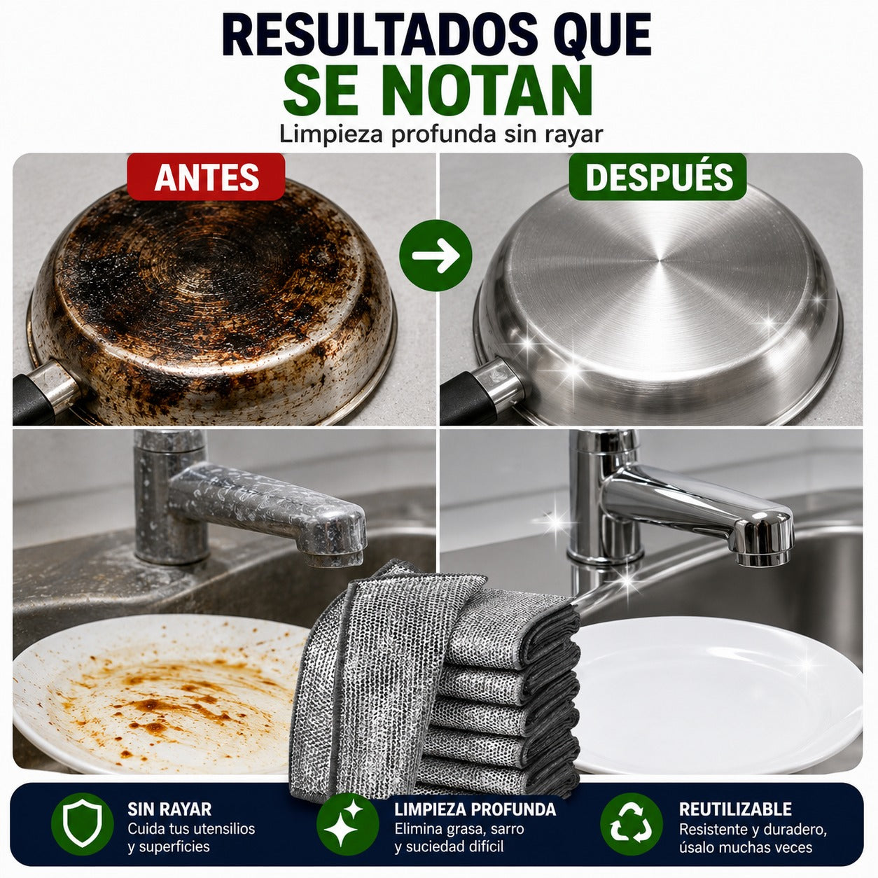 Paños Metálicos Multiuso de Limpieza