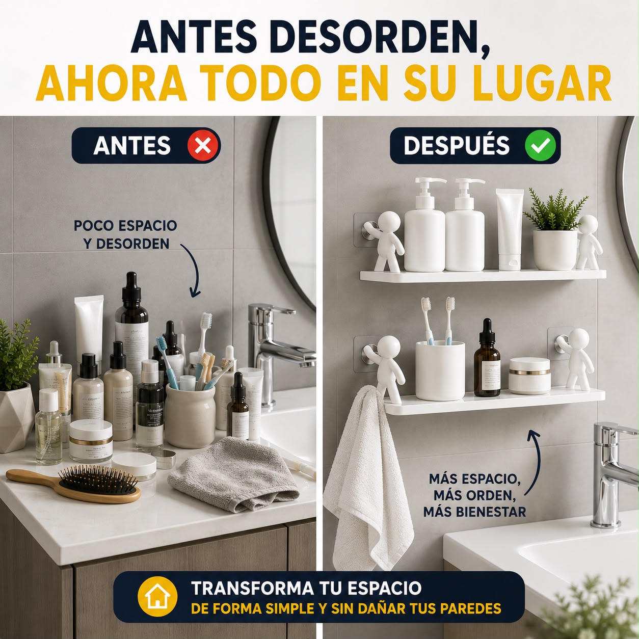 Repisas Flotantes con Adhesivo