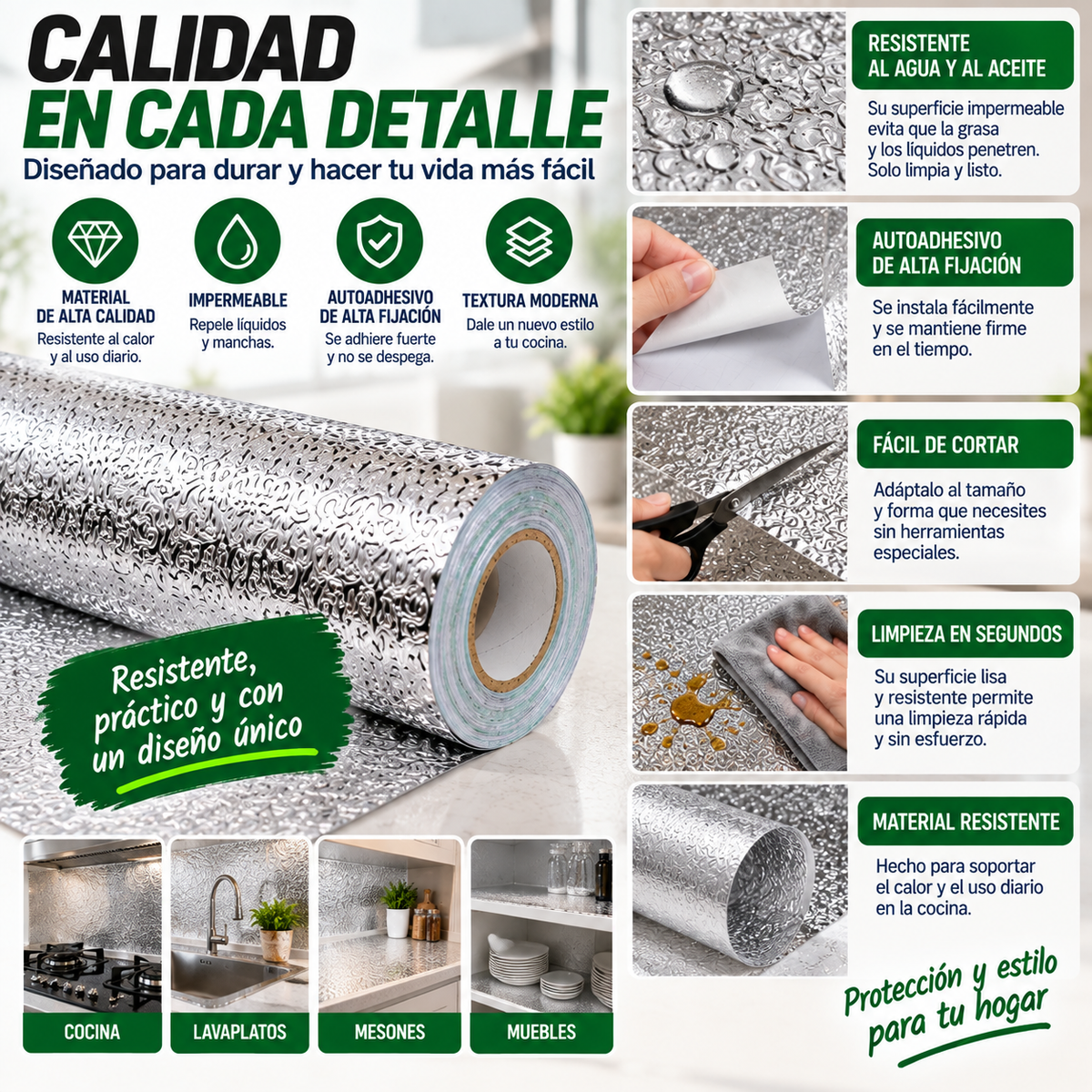CleanFoil™ – Lámina Protectora Autoadhesiva para Cocina