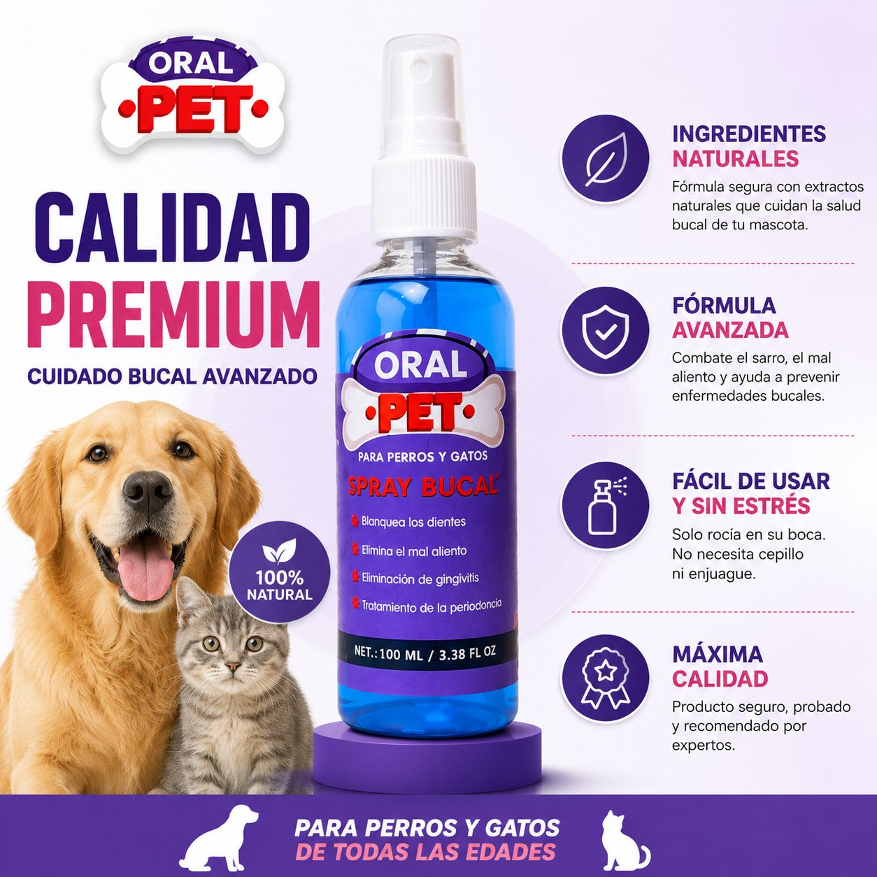 Oral Pet Spray Bucal para Mascotas