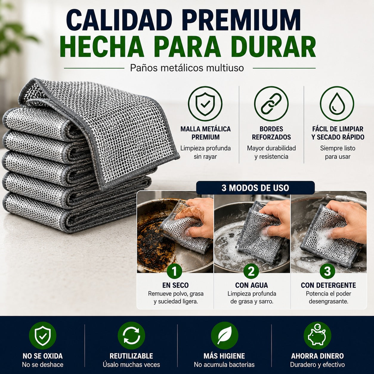 Paños Metálicos Multiuso de Limpieza