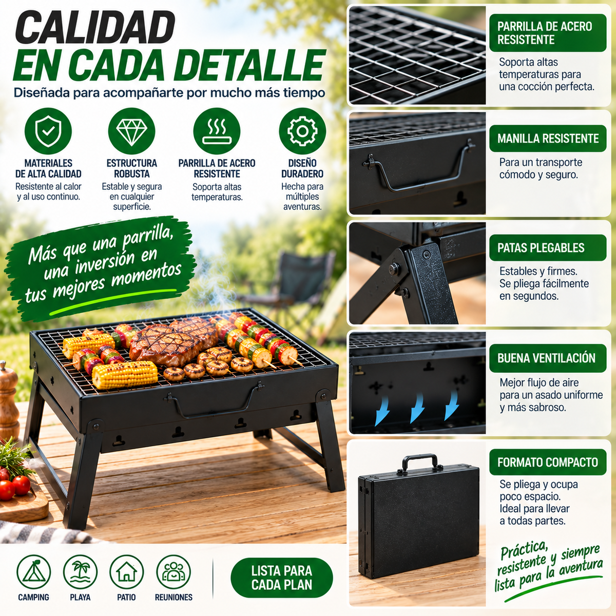 EasyGrill™ – Parrilla BBQ Portátil Plegable