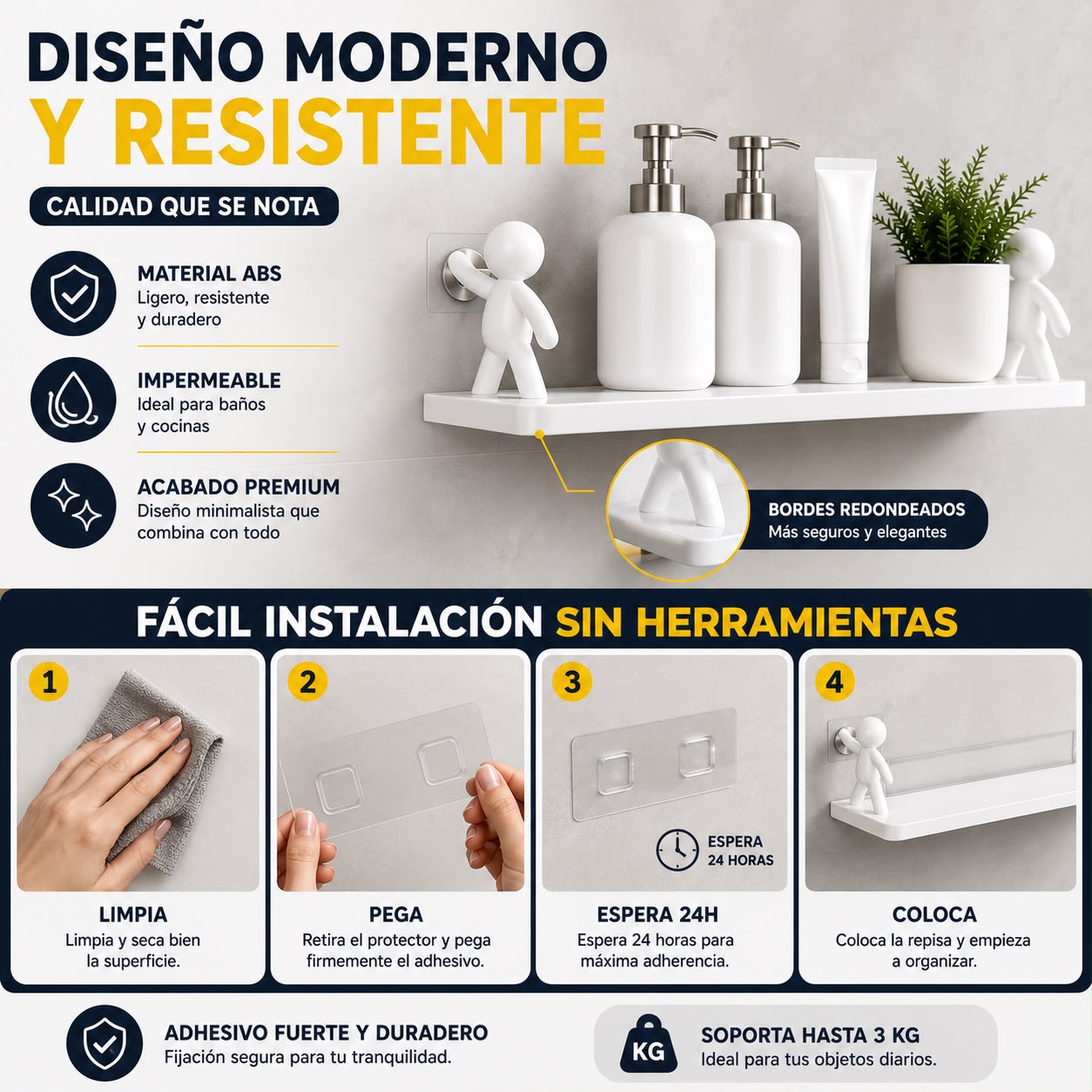 Repisas Flotantes con Adhesivo
