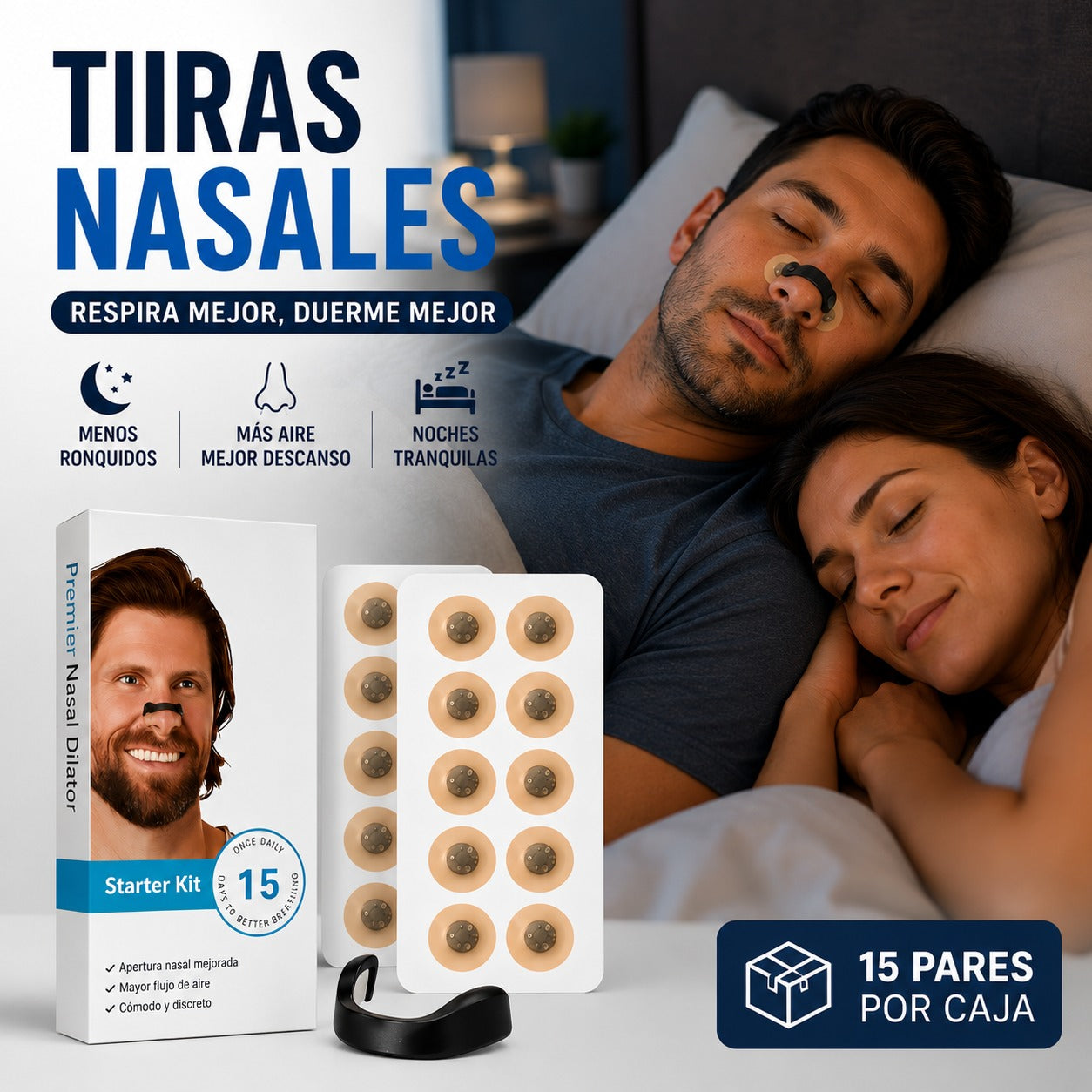 👃 Tiras Nasales Magnéticas Premium (15 Pares)