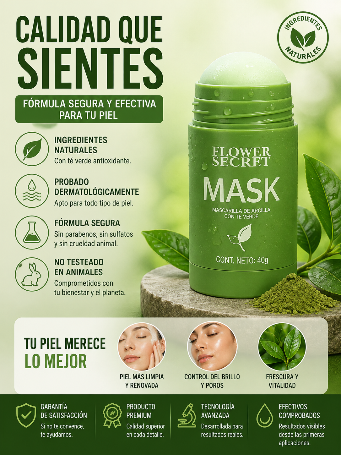 Mascarilla Facial de Té Verde Purificante