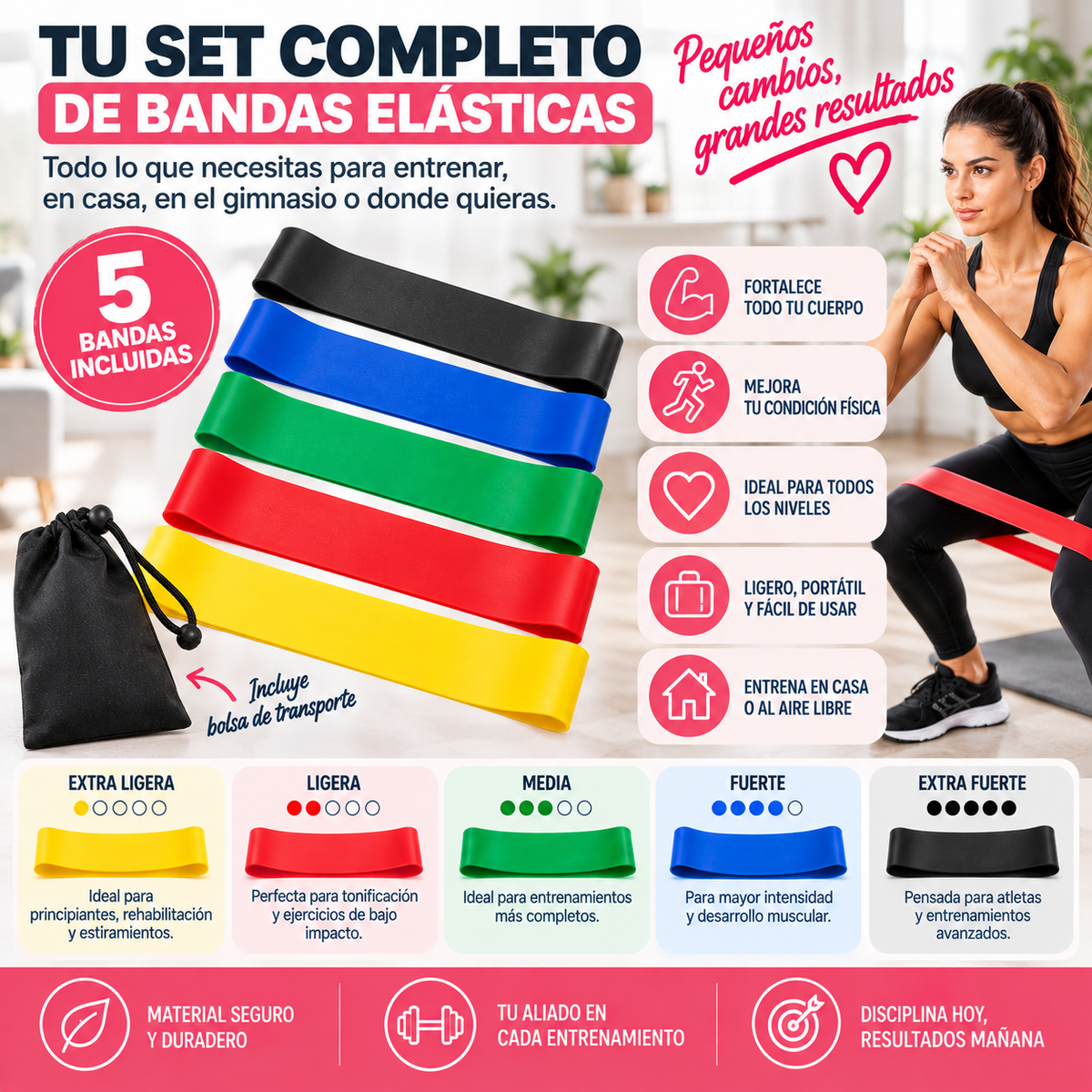 FitBands™ – Set de 5 Bandas Elásticas de Resistencia