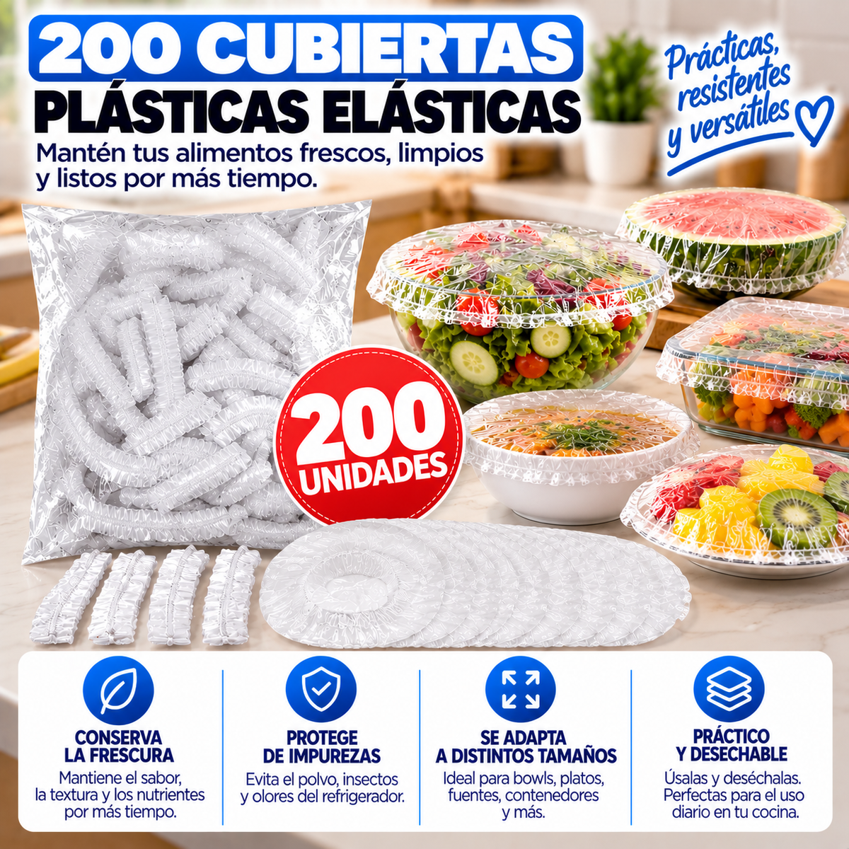 FreshCover™ – Cubiertas Elásticas para Alimentos