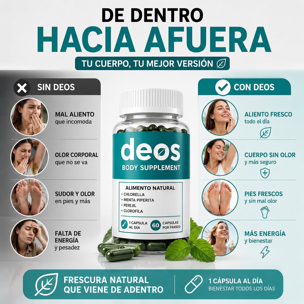 DEOS® Desodorante Interno Natural  60 cap