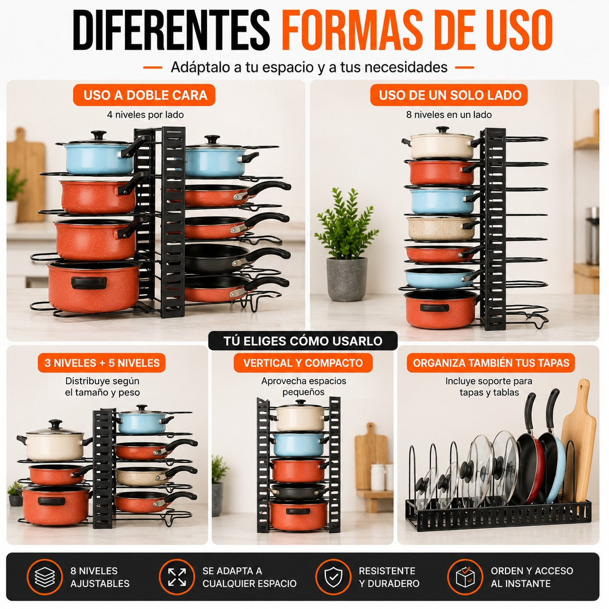 Rack Organizador Premium para Ollas y Sartenes