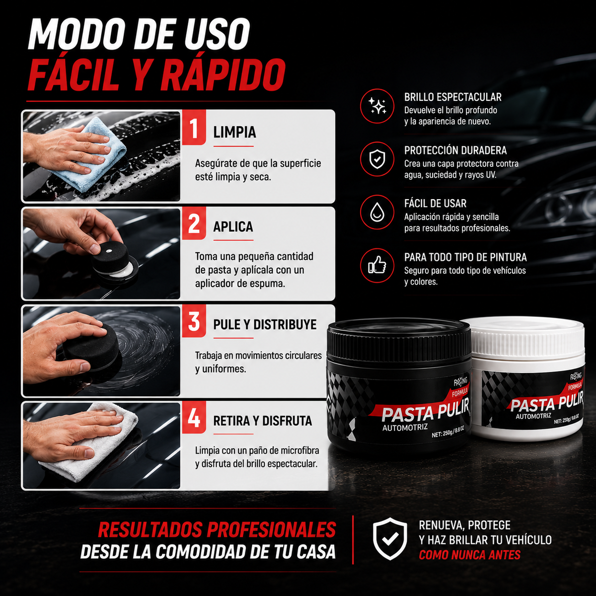 Pasta Restauradora de Brillo Automotriz Pro