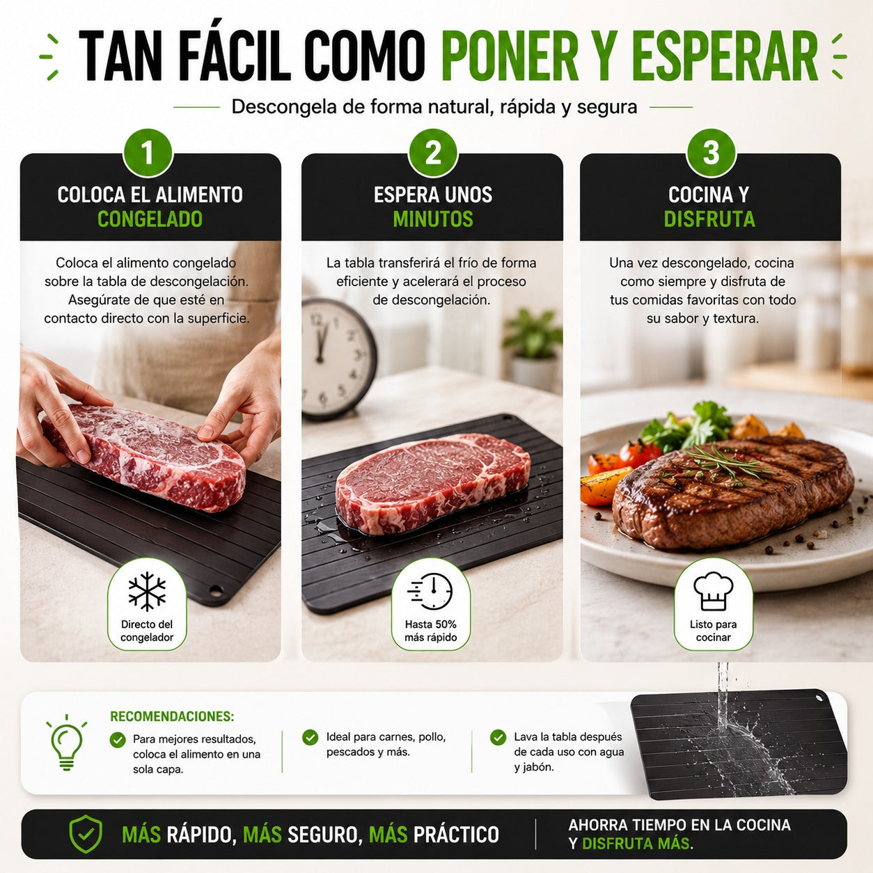 ❄️ DefrostPro™ Tabla de Descongelación Rápida
